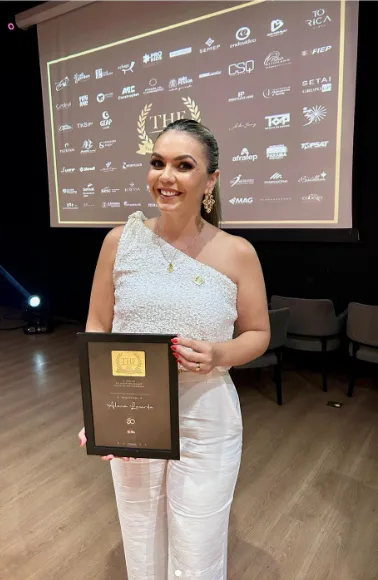 Alana Lacerda na noite de premiação do Troféu Heitor Falcão.